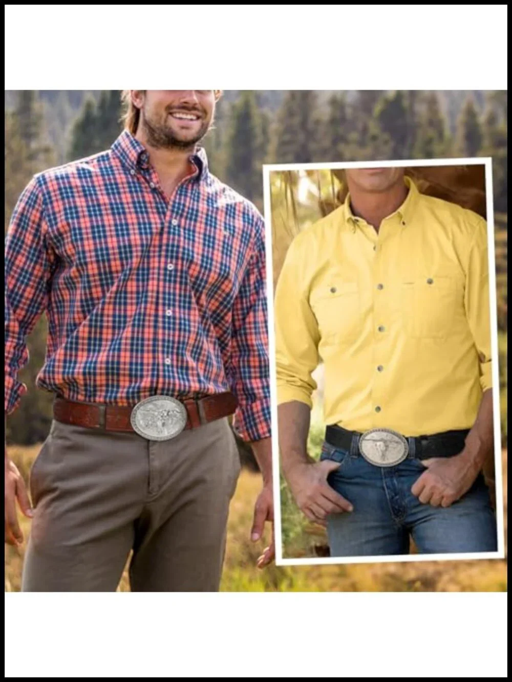 Western Belt for Men Women, Embossed Leather with Bull Buckle